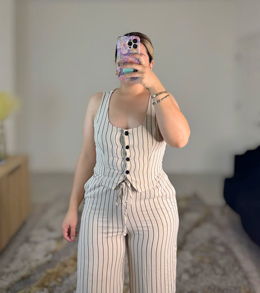 Linen vest (cream)