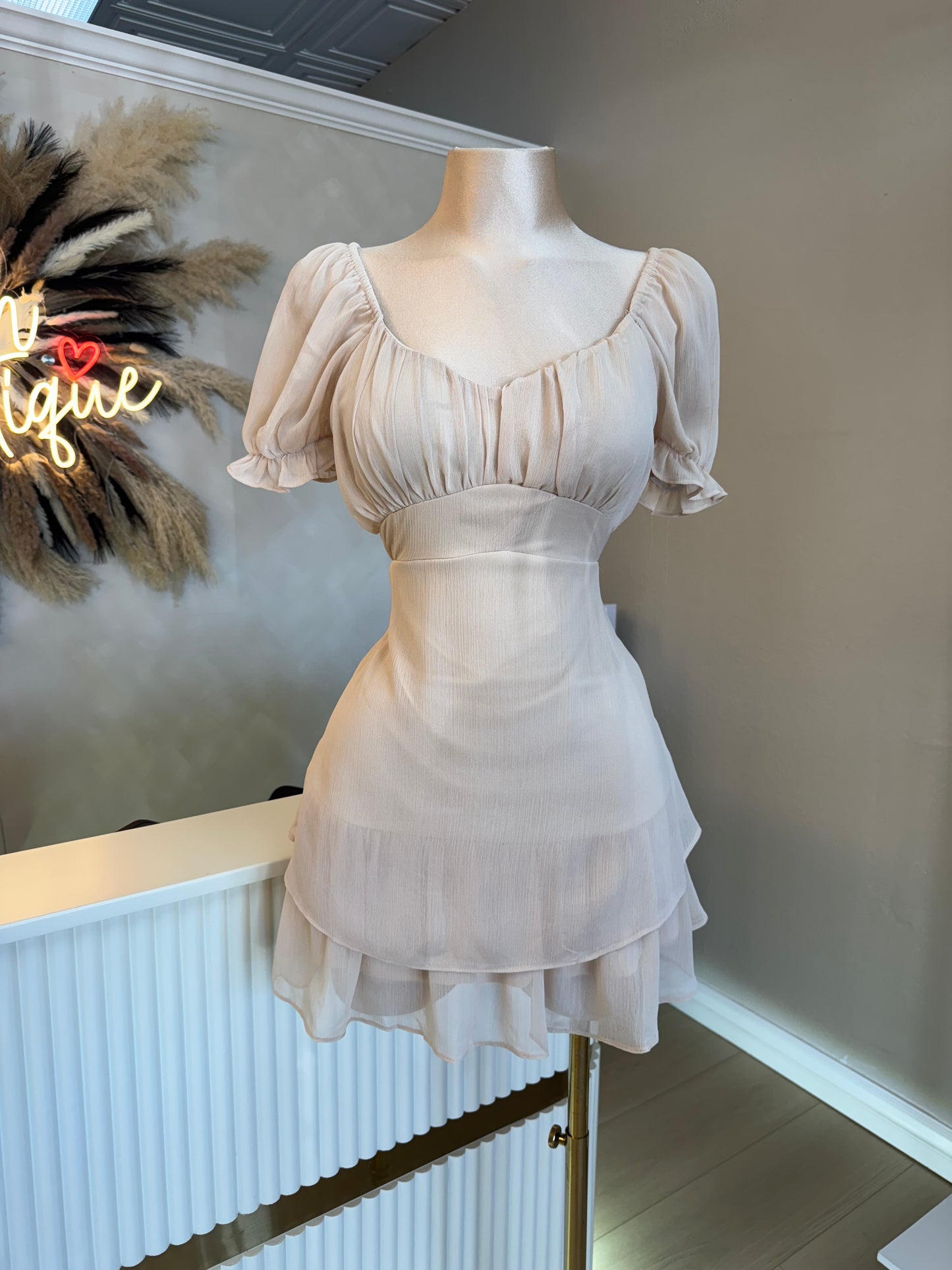 Beige flowy dress