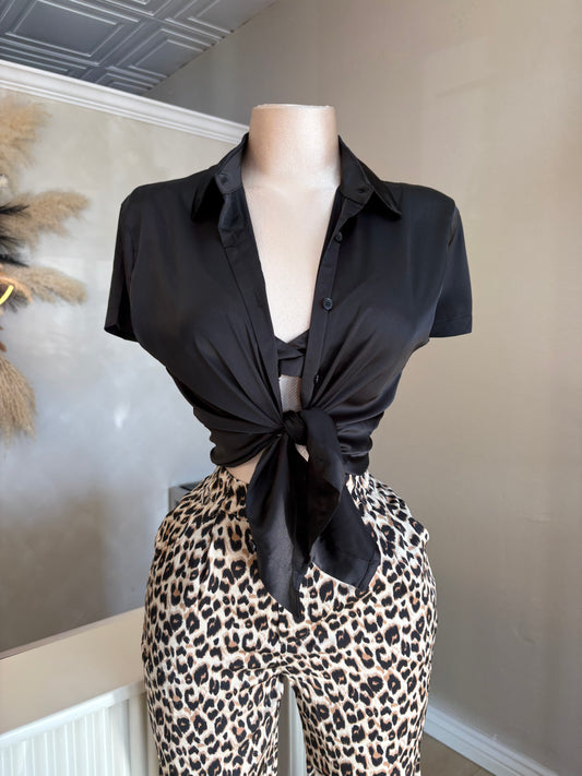 Satin button up w/ bralette (2 colors)