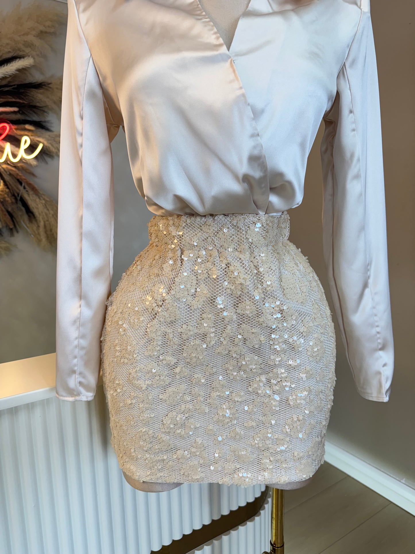 Champagne sequin skirt