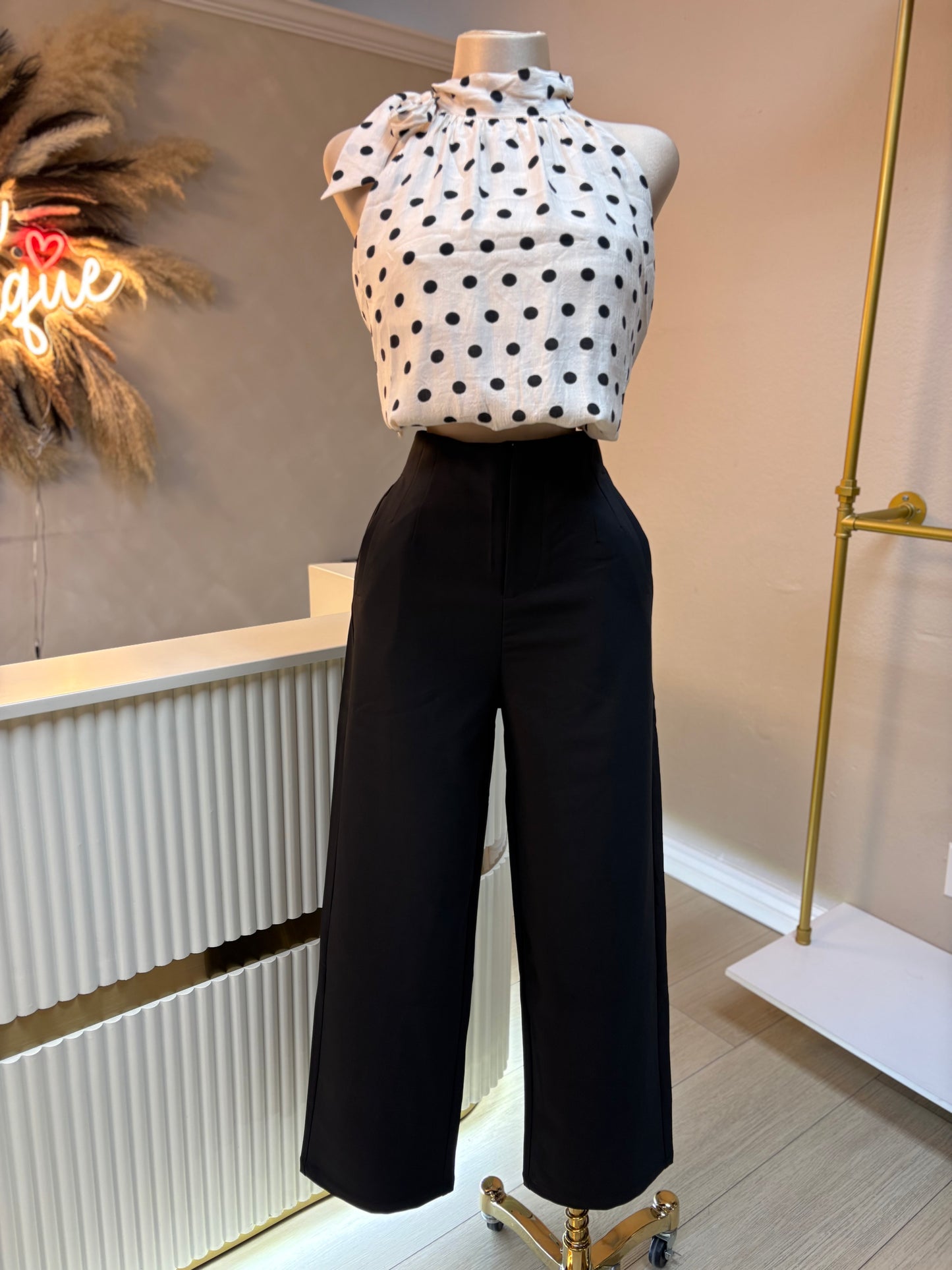 Black straight cut pants