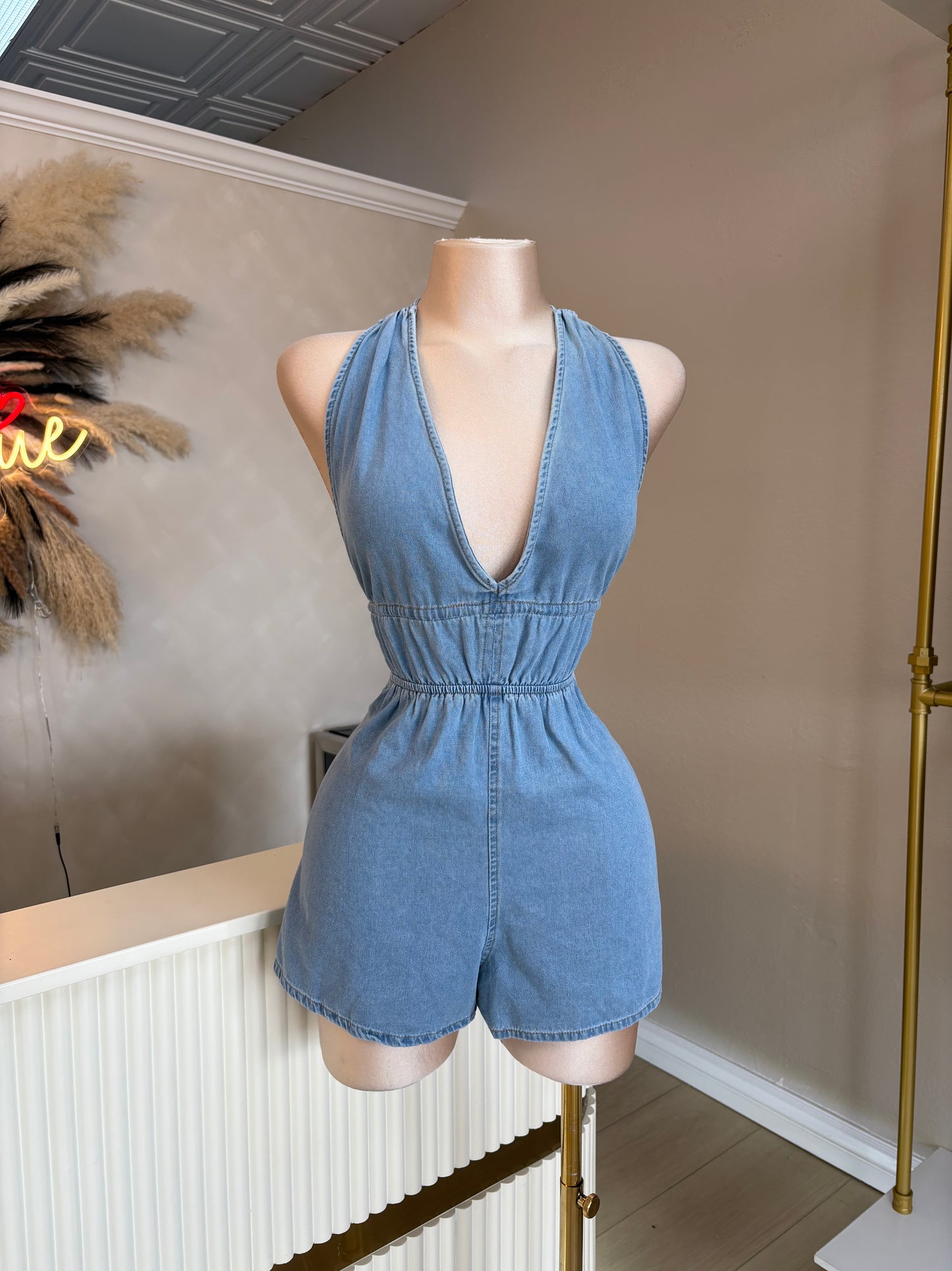 Halter Denim romper