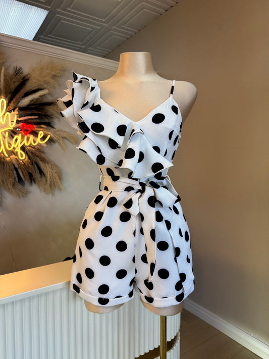 Polka dot stretchy romper