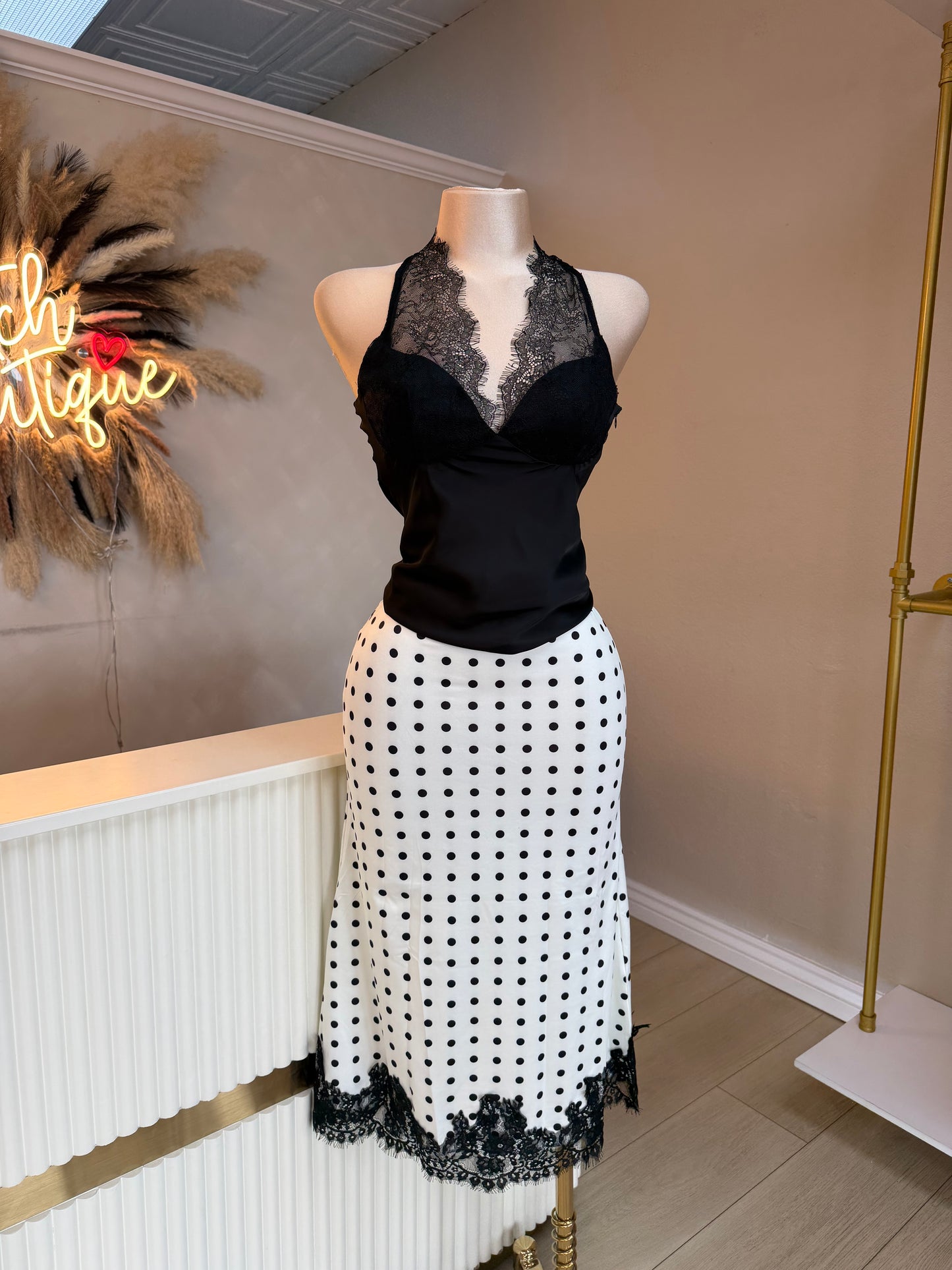 Polka dot lace skirt