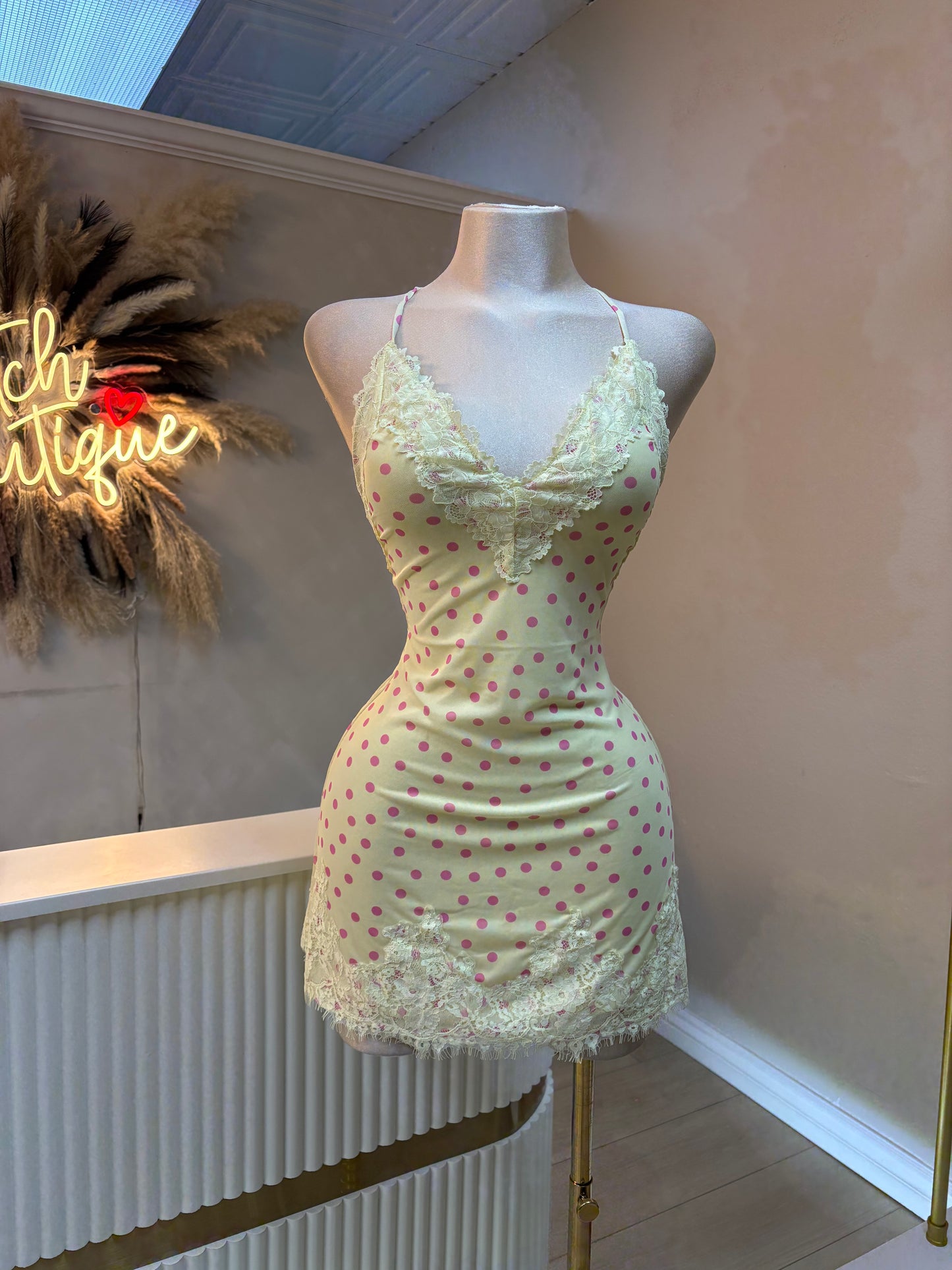 Melany polka dot dress (pink:yellow)