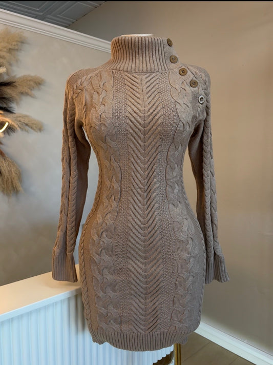 Knitted sweater dress (mocha beige)