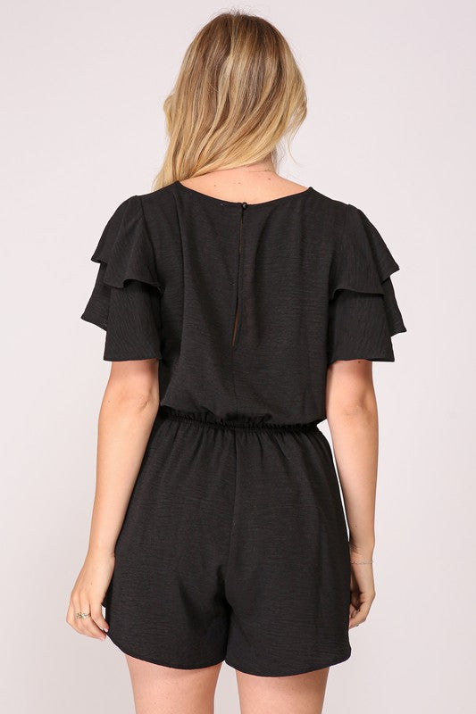 Black casual romper