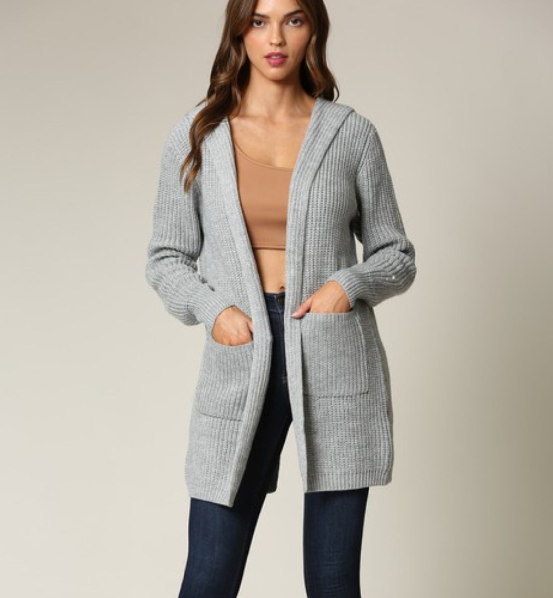Gray  knitted cardigan