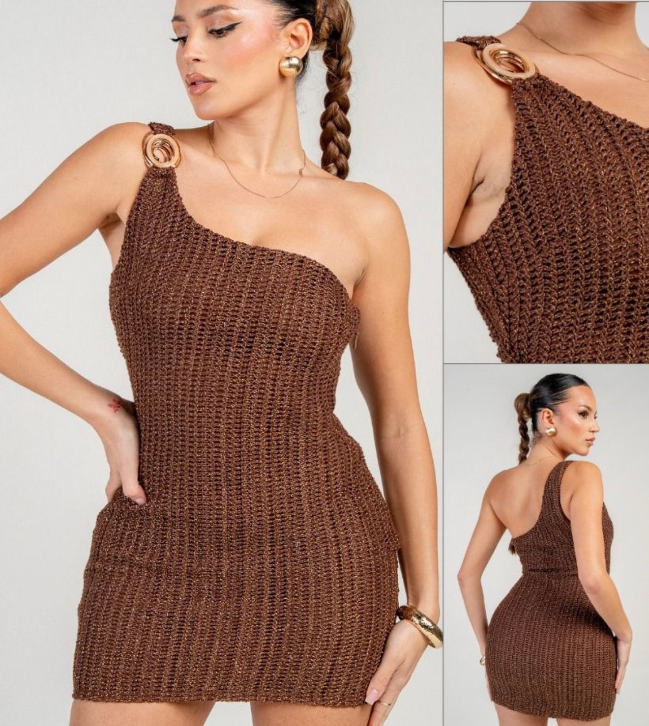 Mocha crochet dress