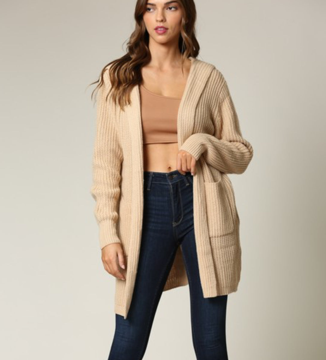 Beige knitted cardigan