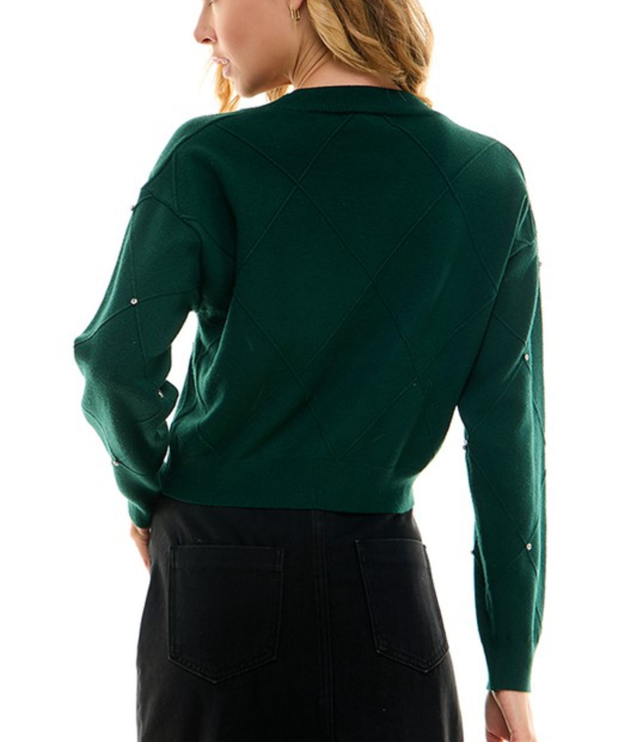 Jewel button up sweater (hunter green)