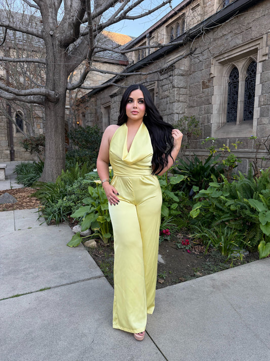 Yellow satin jumpsuit