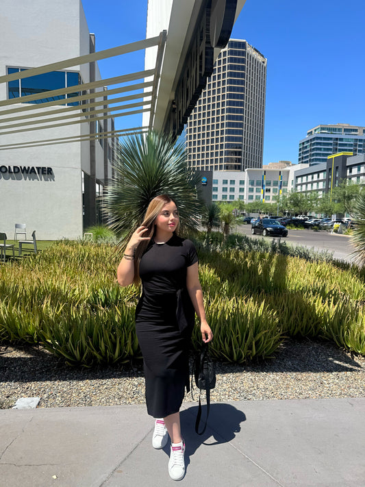 Side knot maxi dress (black)