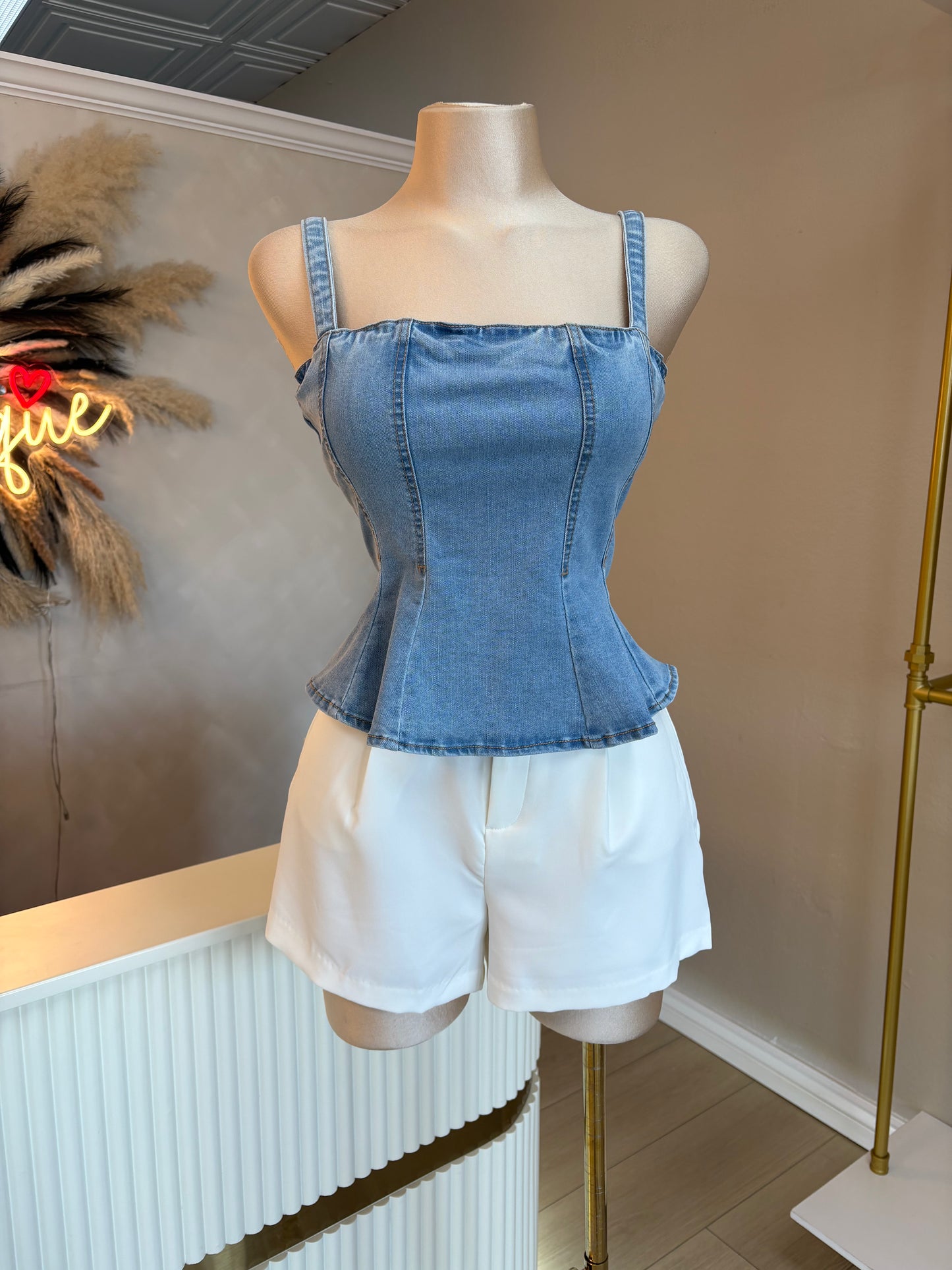 Denim peplum top