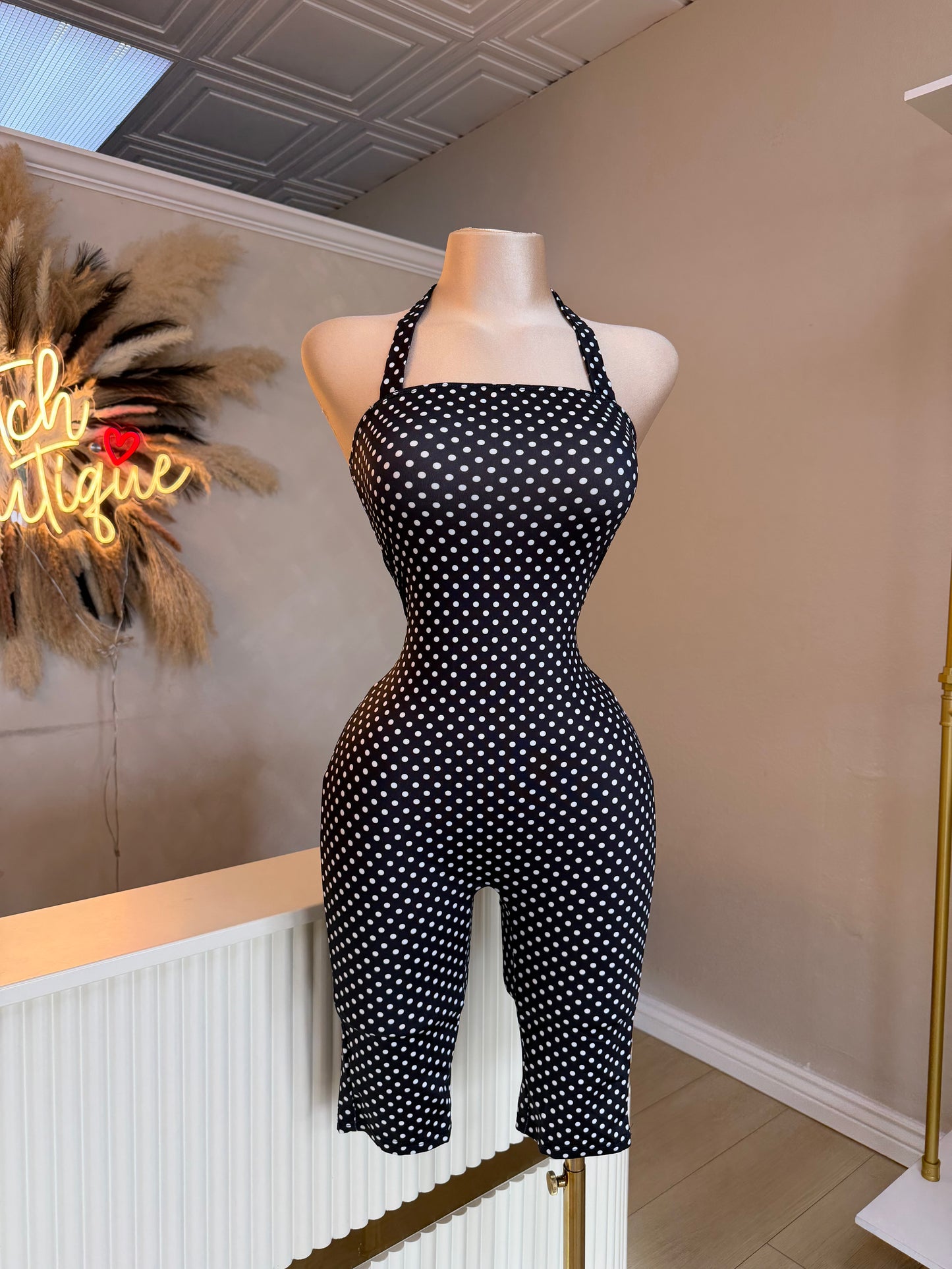 Polka dot halter jumpsuit