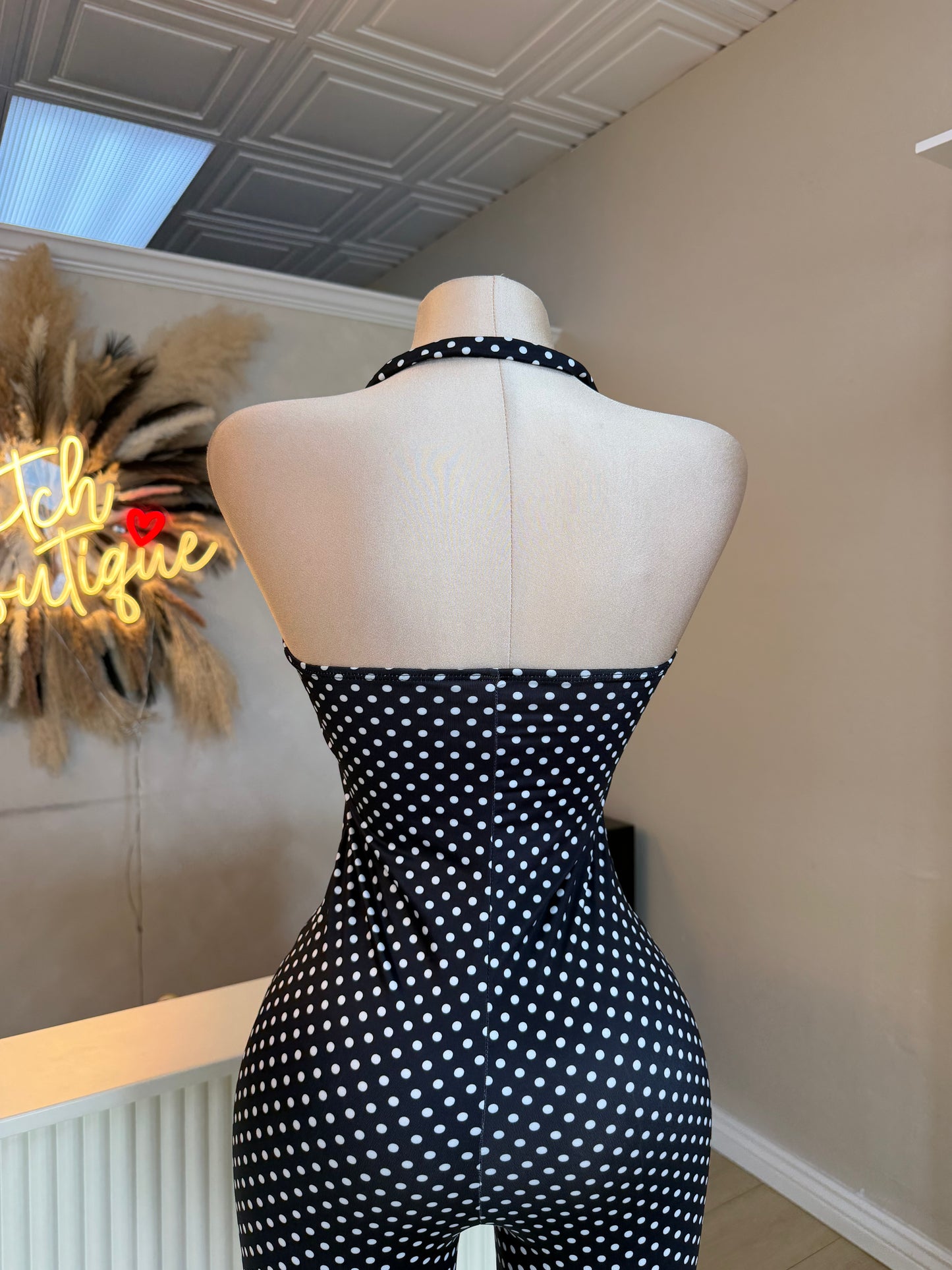 Polka dot halter jumpsuit