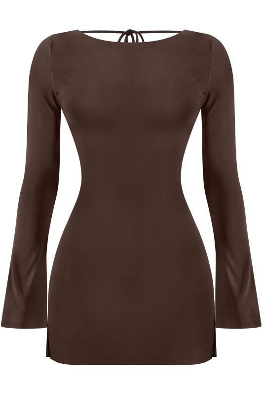 Selena long sleeve dress (dark brown)