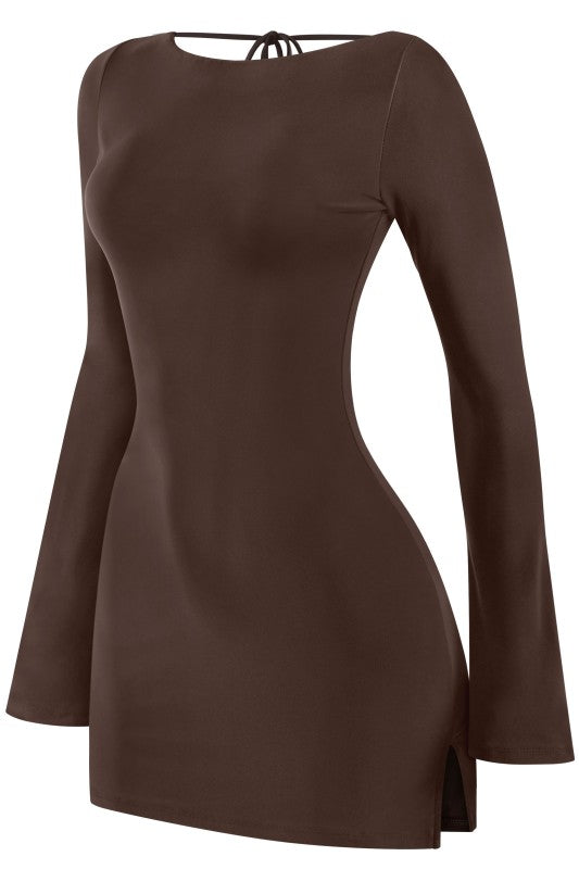 Selena long sleeve dress (dark brown)