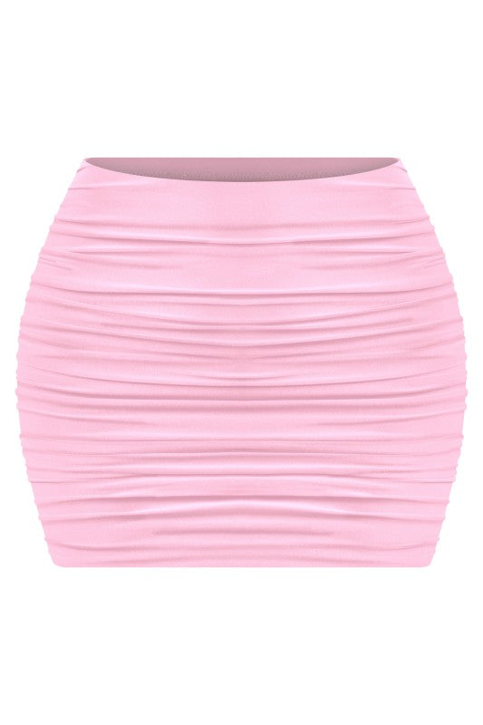 Pink ruched skirt