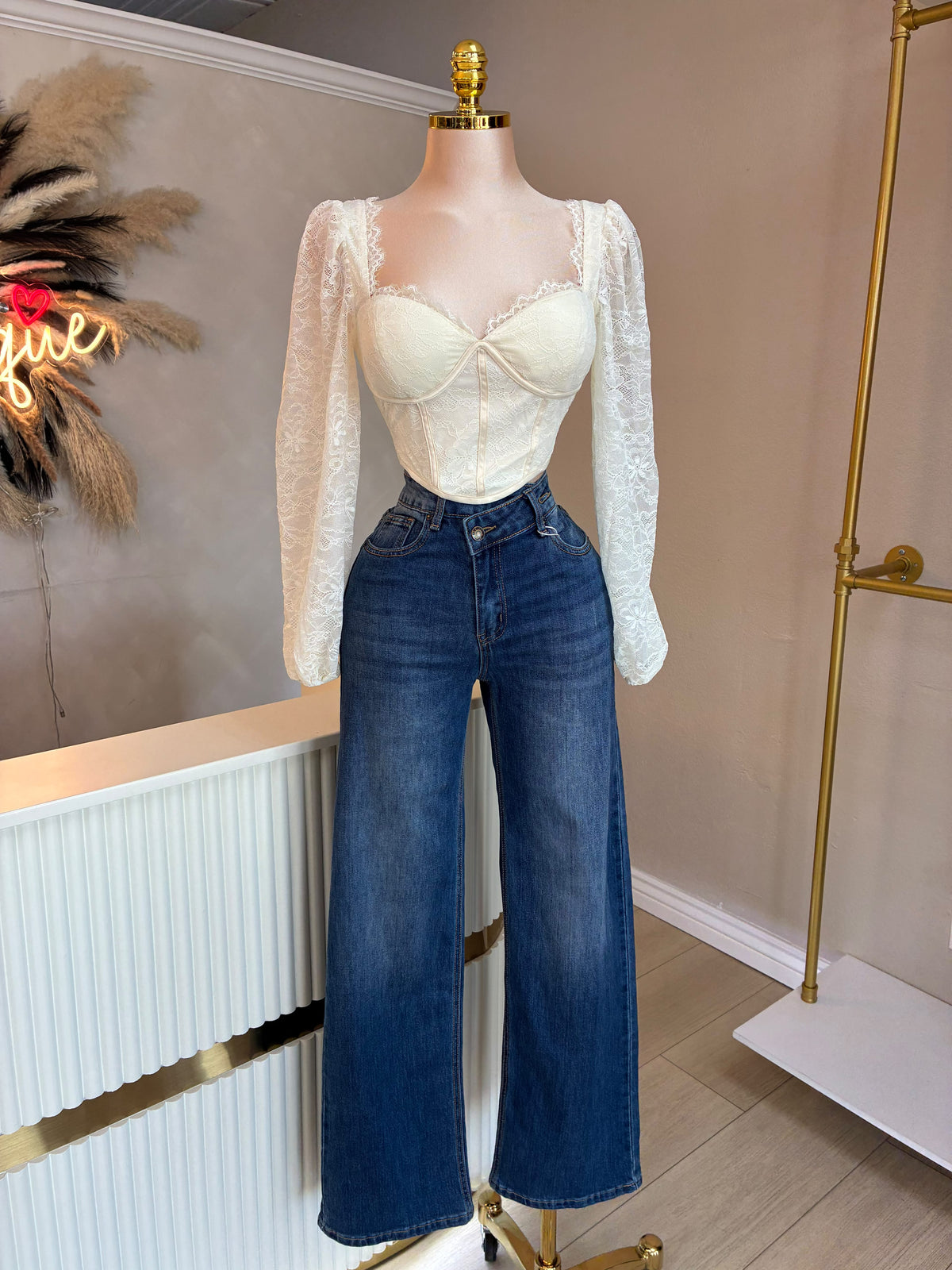 Cream lace top